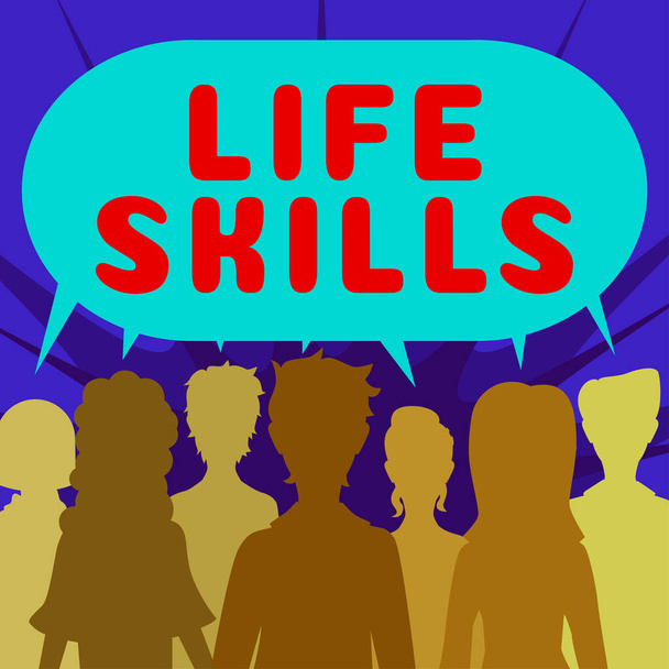 Käsitteellinen näyttö Life Skills, Business lähestymistapa, joka on tarpeen tai toivottavaa täysi osallistuminen jokapäiväiseen - Valokuva, kuva