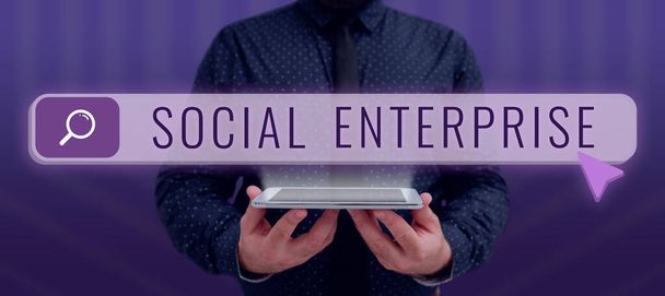 Didascalia di testo che presenta Social Enterprise, Word for Business che fa soldi in modo socialmente responsabile - Foto, immagini