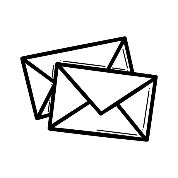 Newsletter Zeilenvektorsymbol. Umriss E-Mail. Briefumschlag mit Buchstabenvektorzeichen, lineares Piktogramm auf weiß isoliert. . - Vektor, Bild