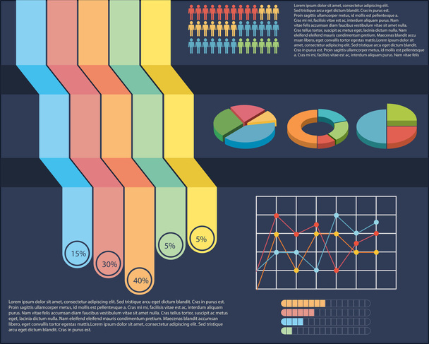An infographics with a pie and a linear graph - Vector, Image