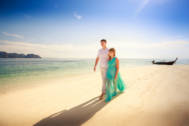 young happy asian couple on island - Photo, Image