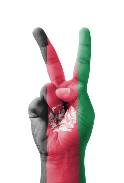 Tradiční ruční výroby V znak, vlajka Afghánistánu maloval jako symbol VI - Fotografie, Obrázek