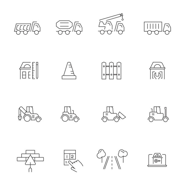Icone della linea vettoriale set di costruzioni e architettura - Vettoriali, immagini