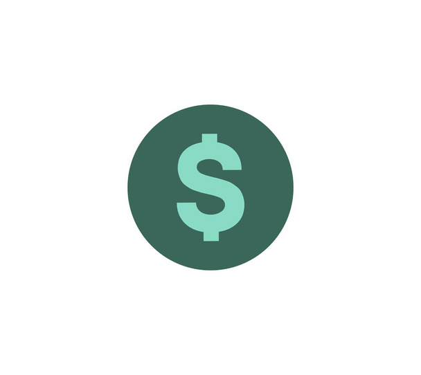 Moneda verde con icono del dólar. Moneda de riqueza financiera y prosperidad empresarial con efectivo seguro e inversión vectorial rentable - Vector, imagen