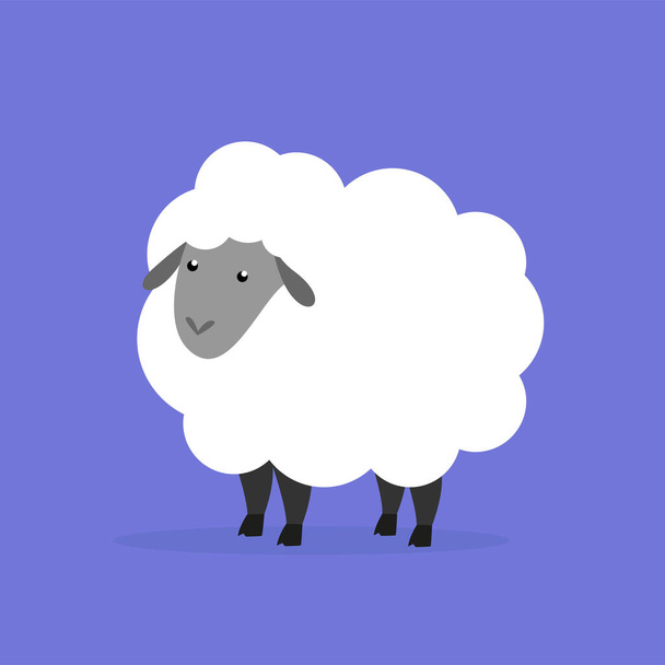 illustrazione di simpatico cartone animato pecore su sfondo viola - Vettoriali, immagini