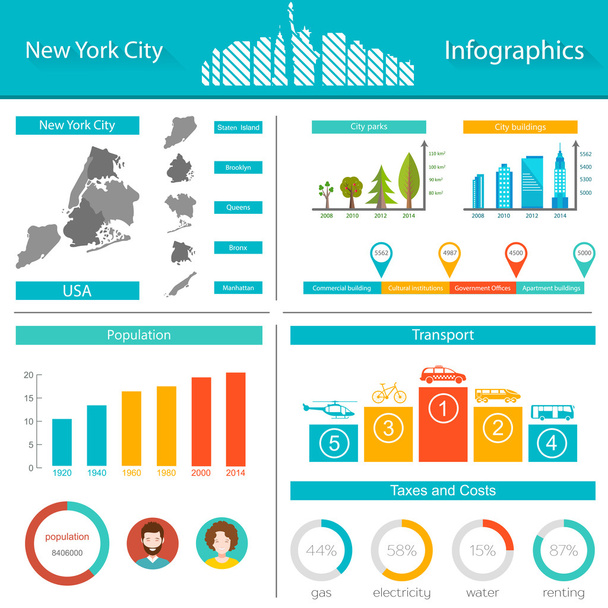 Векторний Інфографіка Нью-Йорку - Вектор, зображення