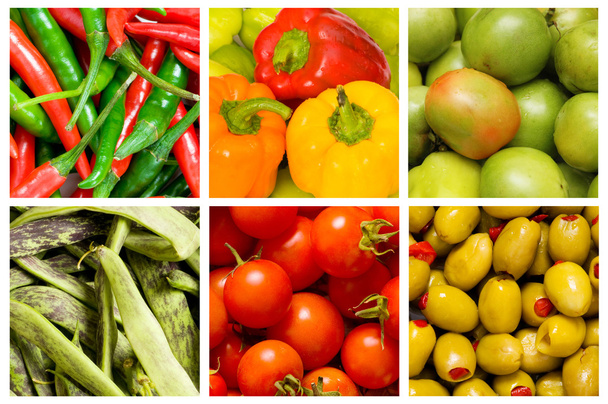 Collage of many fruits and vegetables - Fotoğraf, Görsel