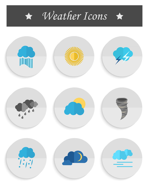 Vector set of weather icons in the style of the material design - Vettoriali, immagini