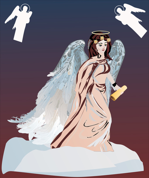 engel met scroll - Vector, afbeelding