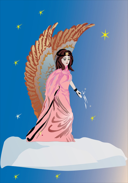 angel in sky with stars - Vector, Image