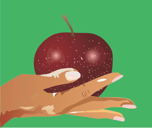 Nainen käsi tilalla punainen omena
 - Vektori, kuva