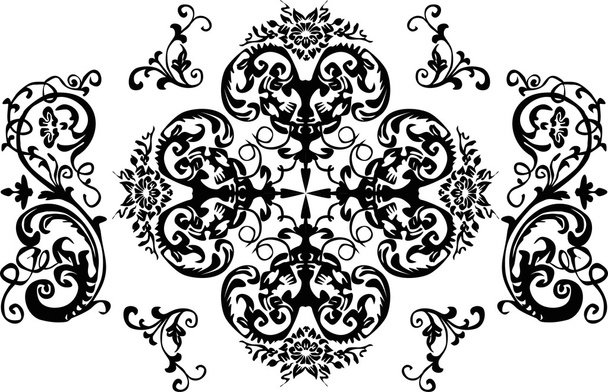 Черные симметричные цветочные кудри
 - Вектор,изображение