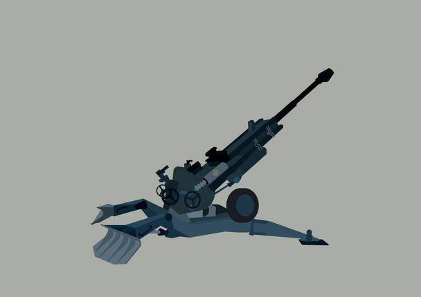 illustration of Ukrainian military M777 howitzer isolated on grey  - Vector, Image