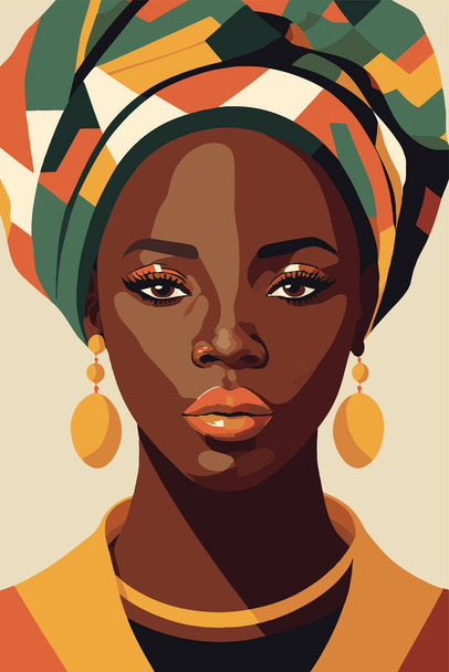 parete arte nero africano americano donna con ricci capelli parete arte matisse stile vettore illustrazione - Vettoriali, immagini