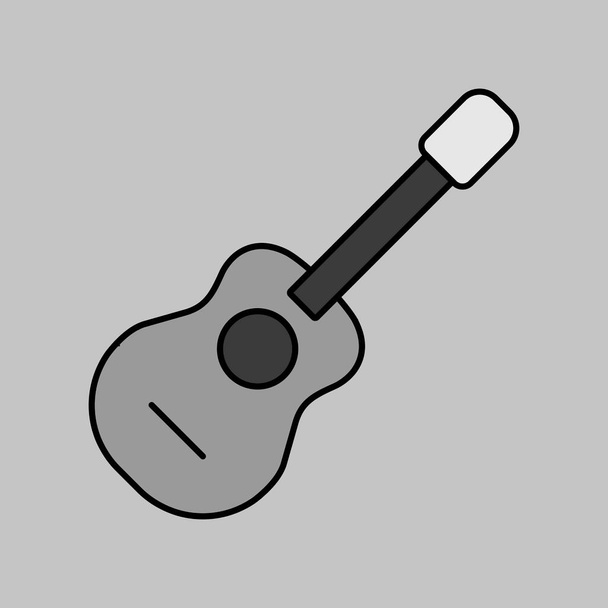Das Graustufensymbol der klassischen Akustikgitarre ist vektorisoliert. Grafik-Symbol für Musik-Website und Apps-Design, Logo, App, UI - Vektor, Bild