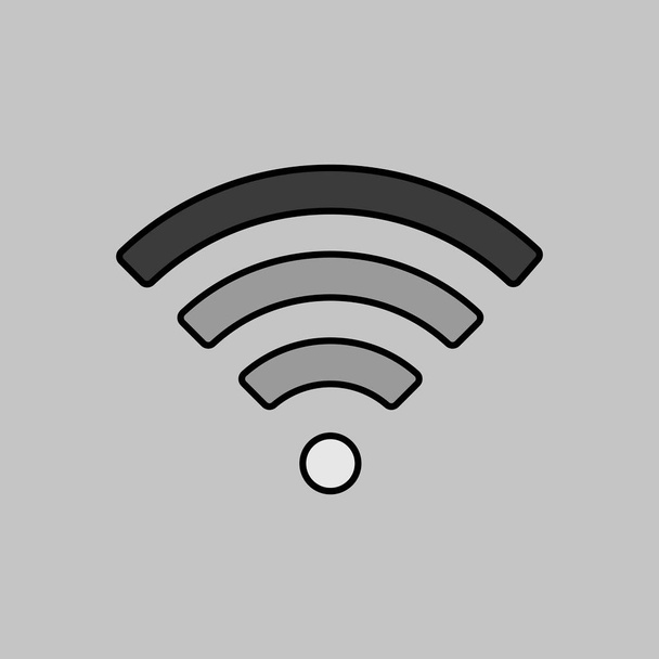 Wi Fi red inalámbrica escala de grises vector aislado icono. Símbolo gráfico para el diseño del sitio web de telecomunicaciones y aplicaciones, logotipo, aplicación, interfaz de usuario - Vector, Imagen
