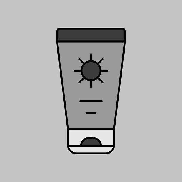 Sunscreen cream in tube grayscale vector isolated icon. Summer sign. Graph symbol for travel and tourism web site and apps design, logo, app, UI - Vector, Image