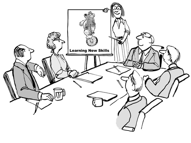 Un seminario de "aprender nuevas habilidades" para el equipo empresarial
. - Vector, Imagen