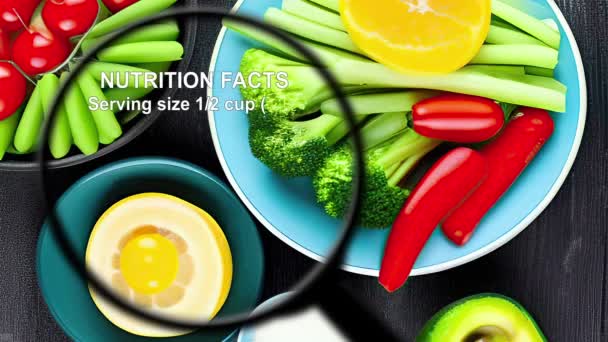 Fatos nutricionais sobre várias frutas e legumes - Filmagem, Vídeo