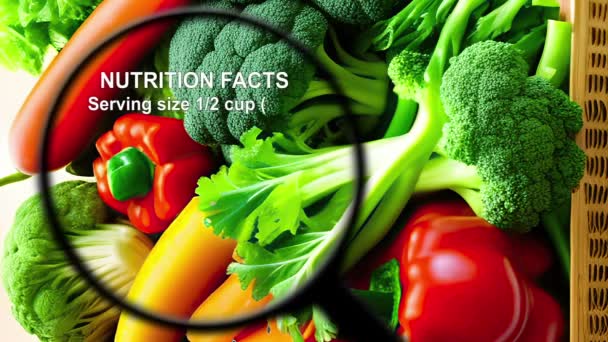 Nutrition facts on various vegetables - Footage, Video