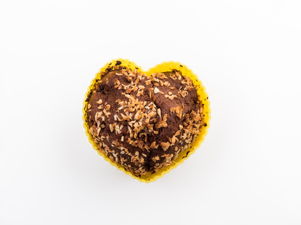 Sweet heart shape muffin in silicone mold - Fotoğraf, Görsel