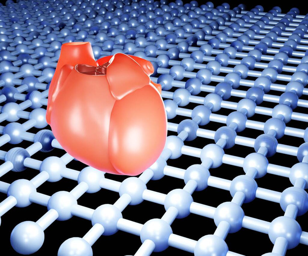 Heart nanotechnology is the Engineering of functional systems at the molecular scale 3D RENDERING - Foto, immagini