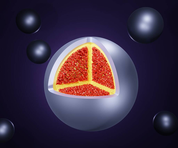 純粋なナノドラッグ(PND) 、医薬品分子全体で構成されるナノ粒子3Dレンダリング - 写真・画像