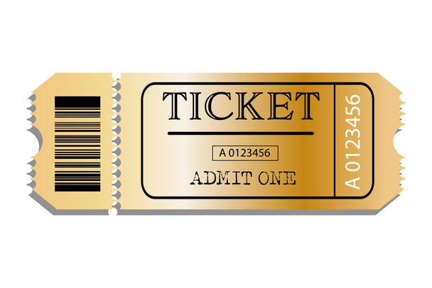 Biglietto vettoriale per Cinema, teatro, concerto, film, performance, festa, festival di eventi. Realistico modello di biglietto VIP oro. Illustrazione vettoriale - Vettoriali, immagini