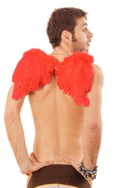 Красивый мужчина с красными крыльями
 - Фото, изображение