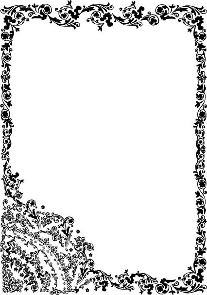 чорна несиметрична квіткова рамка
 - Вектор, зображення