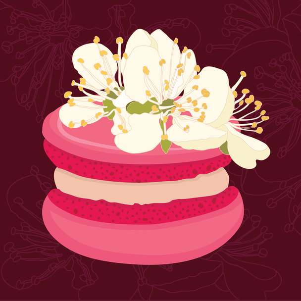 Macaroon with spring blossom flower - Vecteur, image