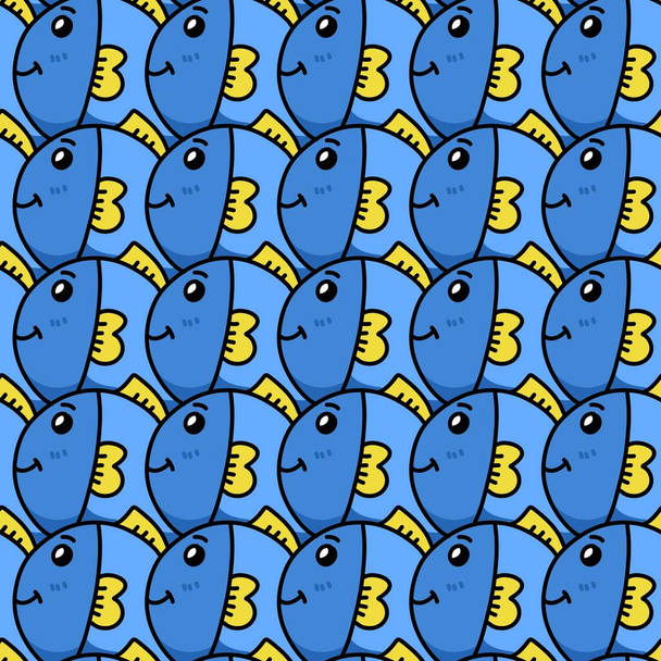 seamless pattern with cute cartoon fish - Photo, Image