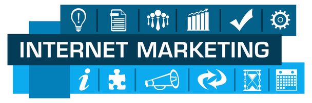 Internetes marketing koncepció kép szöveges és üzleti szimbólumokkal. - Fotó, kép