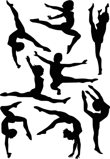гимнасты на белом
 - Вектор,изображение