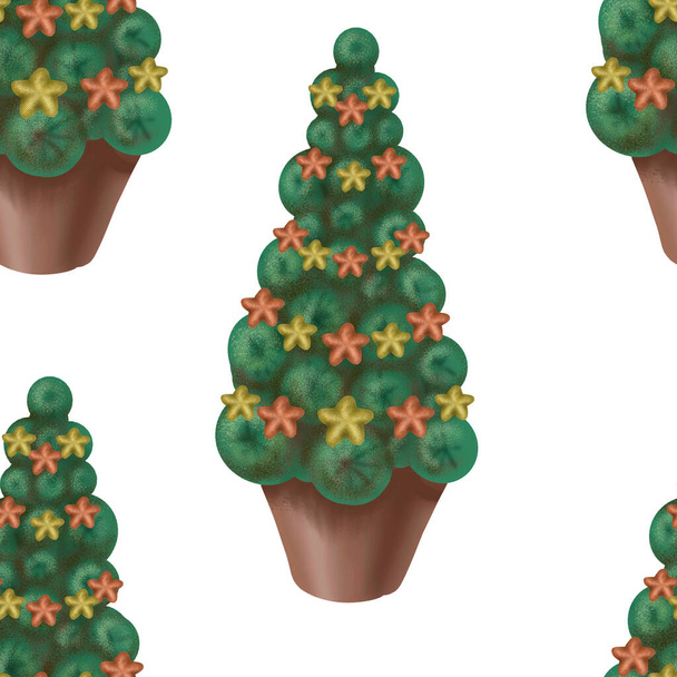 Різдвяна ялинка в іграшках Різдвяні зірки кульки окремо на білому
  - Фото, зображення