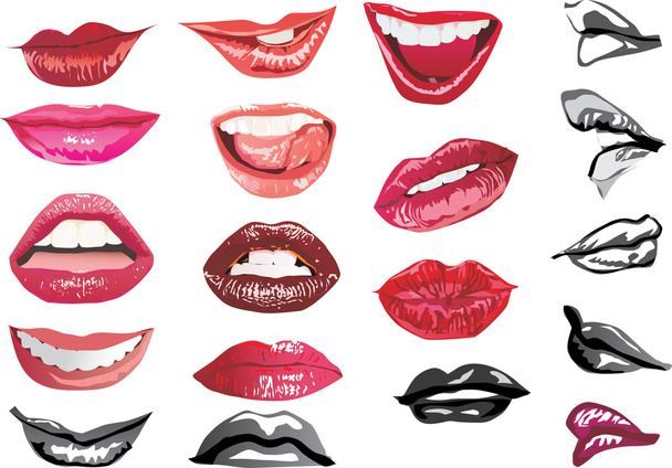 dezenove mulheres lábios
 - Vetor, Imagem