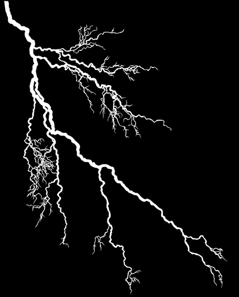 weißer Blitz isoliert auf schwarz - Vektor, Bild