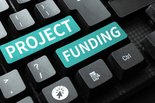 Legenda do texto apresentando Project Funding, abordagem de negócios pagando para iniciar a fim de torná-lo maior e bem sucedido - Foto, Imagem
