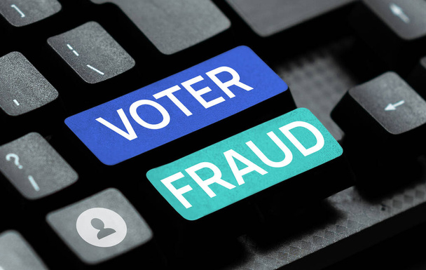 Texto de escritura Fraude al votante, Palabra Escrito en la elección de indicación formal entre dos o más candidatos acciones - Foto, Imagen