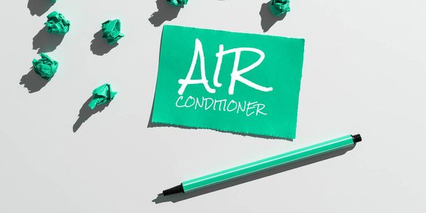 Znak zobrazující klimatizaci, Koncepce znamená zařízení pro mytí vzduchu a řízení jeho vlhkosti a teploty - Fotografie, Obrázek