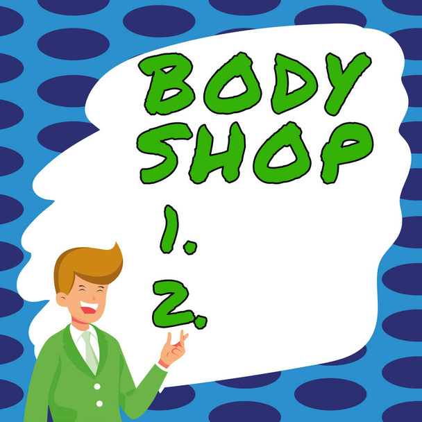 Inspiráció tábla megjelenítése Body Shop, Üzleti ötlet egy bolt, ahol autóipari karosszériák készülnek vagy javításra kerülnek - Fotó, kép
