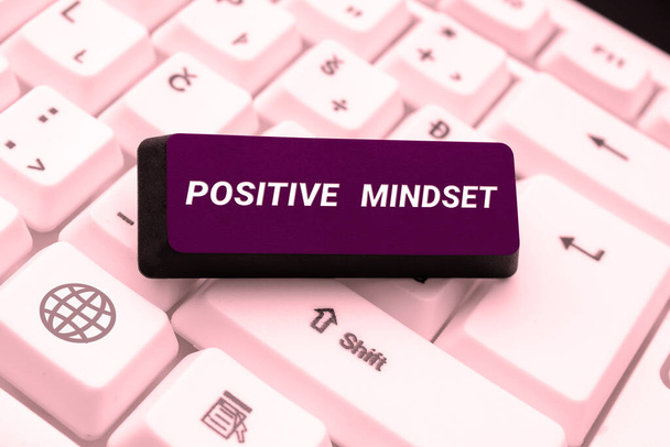Texte manuscrit Positive Mindset, Word Écrit sur l'attitude mentale et émotionnelle qui se concentre sur le bon côté - Photo, image