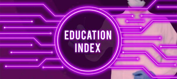 Podpis tekstowy przedstawiający Indeks Edukacji, Koncepcja mająca na celu zaspokojenie potrzeb edukacyjnych wszystkich dzieci młodzieży dorosłych - Zdjęcie, obraz