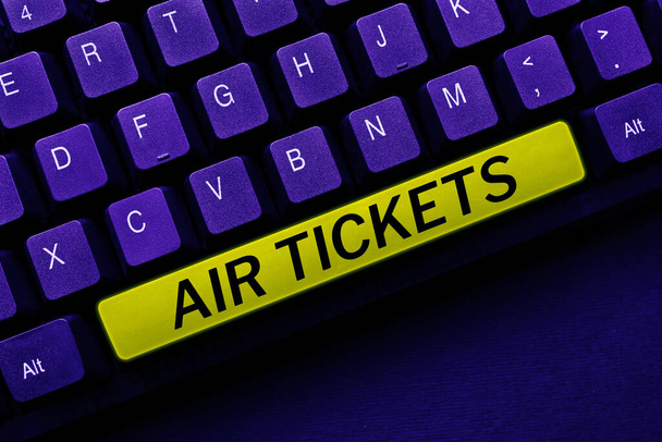 Inspiráló szöveg Air Tickets, Business showcase egyén jogosult egy helyet a repülés egy repülőgép - Fotó, kép