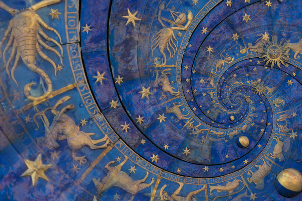 Abstract oude conceptuele achtergrond over mystiek, astrologie, fantasie - blauw - Foto, afbeelding