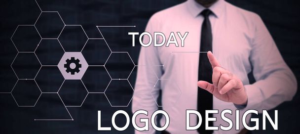 Inspiraatio osoittaa merkki Logo Design, Business lähestymistapa graafinen esitys tai symboli yrityksen nimi tai tavaramerkki - Valokuva, kuva