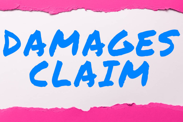 Conceptuele weergave Schadevordering, Bedrijfsconcept Demand Compensation Litigate Insurance File Suit - Foto, afbeelding
