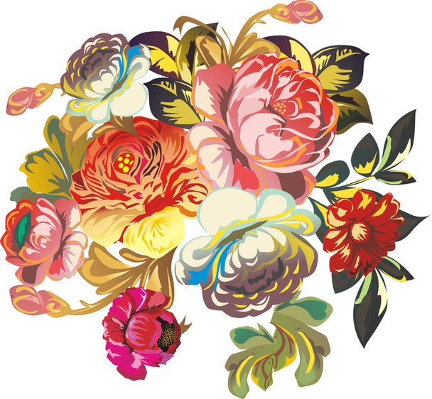 buquê com flores diferentes - Vetor, Imagem