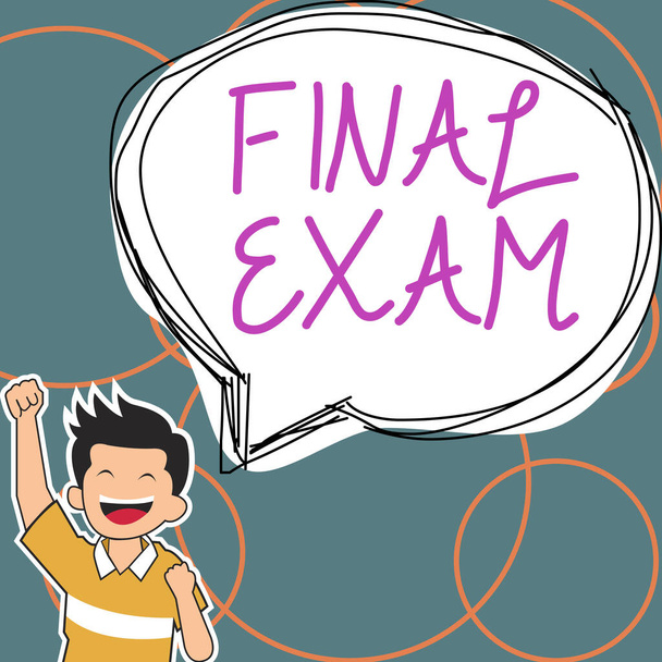 Metin Final Sınavı 'nın yazılması, öğrenim veya eğitim kursunun sonunda öğrenciye verilen iş genel görünümü testi - Fotoğraf, Görsel