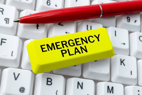 Sign displaying Emergency Plan, Internet Concept Procedures for response to major emergencies Be prepared - Photo, Image